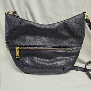Colab Vegan Leather Black and Gold Crossbody Bag